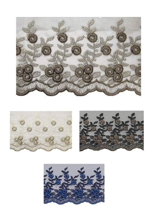 Passamaneria moda organza fiori h cm 9 articolo 1694 metri 9