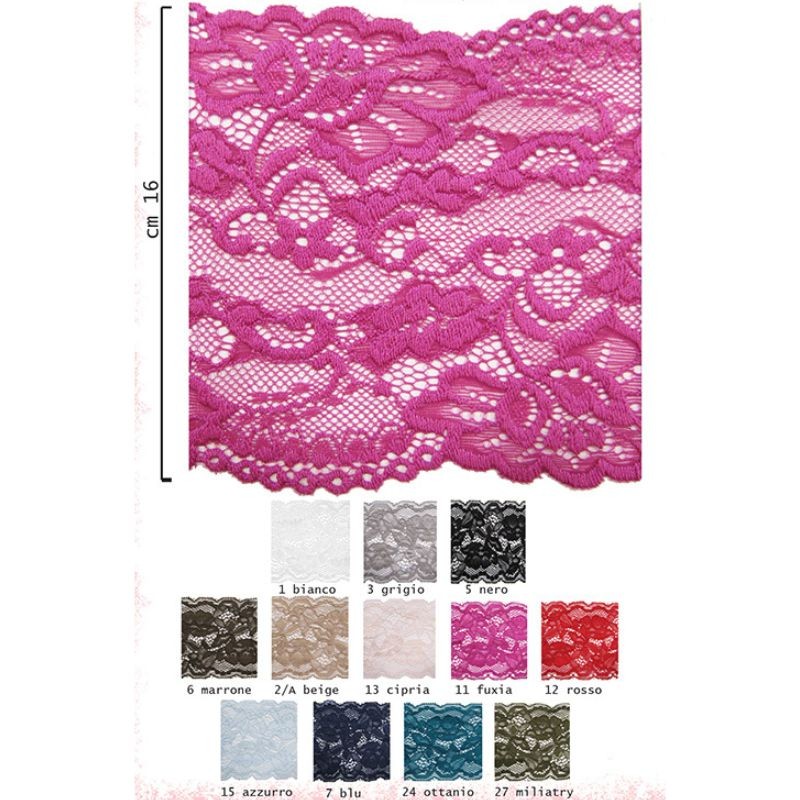 Pizzo elastico h cm 16 articolo LS305 metri 20