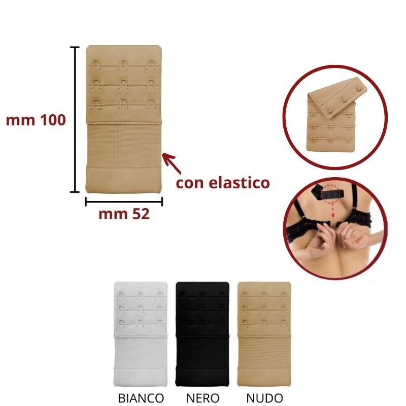 Prolunga reggiseno con elastico a 3 ganci h mm 52 articolo PR52 MAS