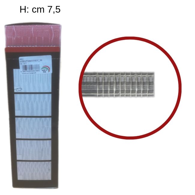 Riloga trasparente modello cannoncino h cm 7,5 multitasche articolo N/201/75/TRTC metri 50
