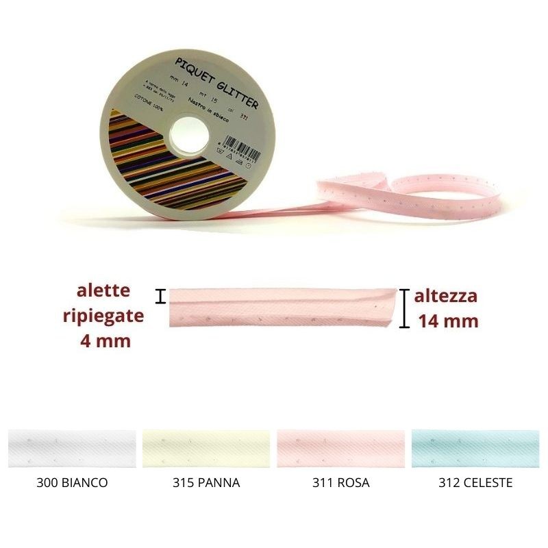 Glittery striped pique bias tape h mm 14/4/4 15 meters