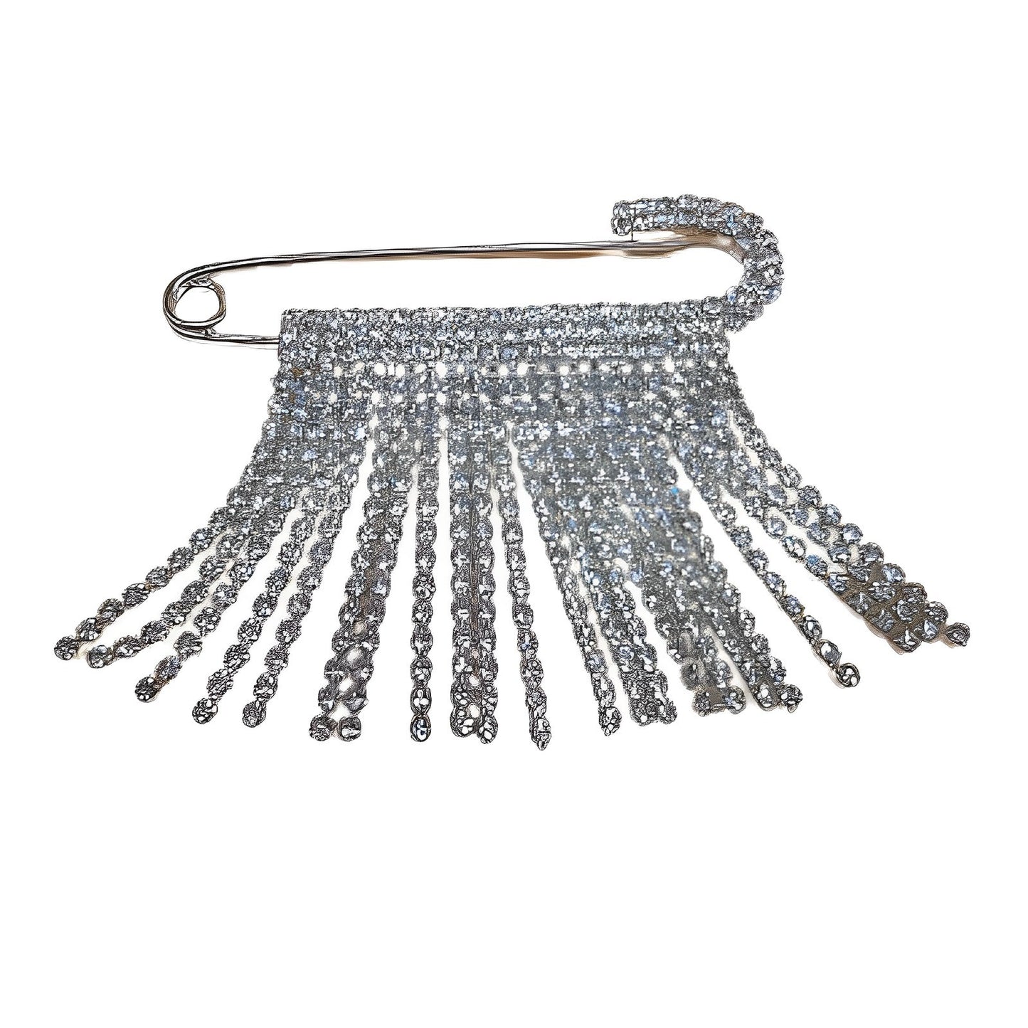 Spilla accessorio frangia strass