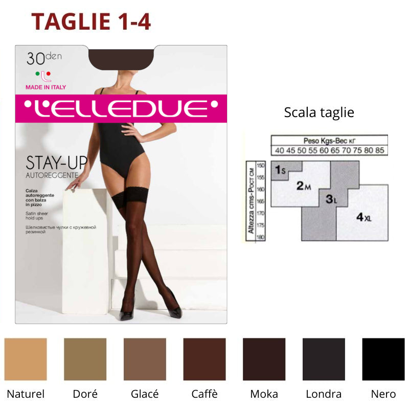 Stay up 30 den autoreggente balza in pizzo setificato Elledue paia 6