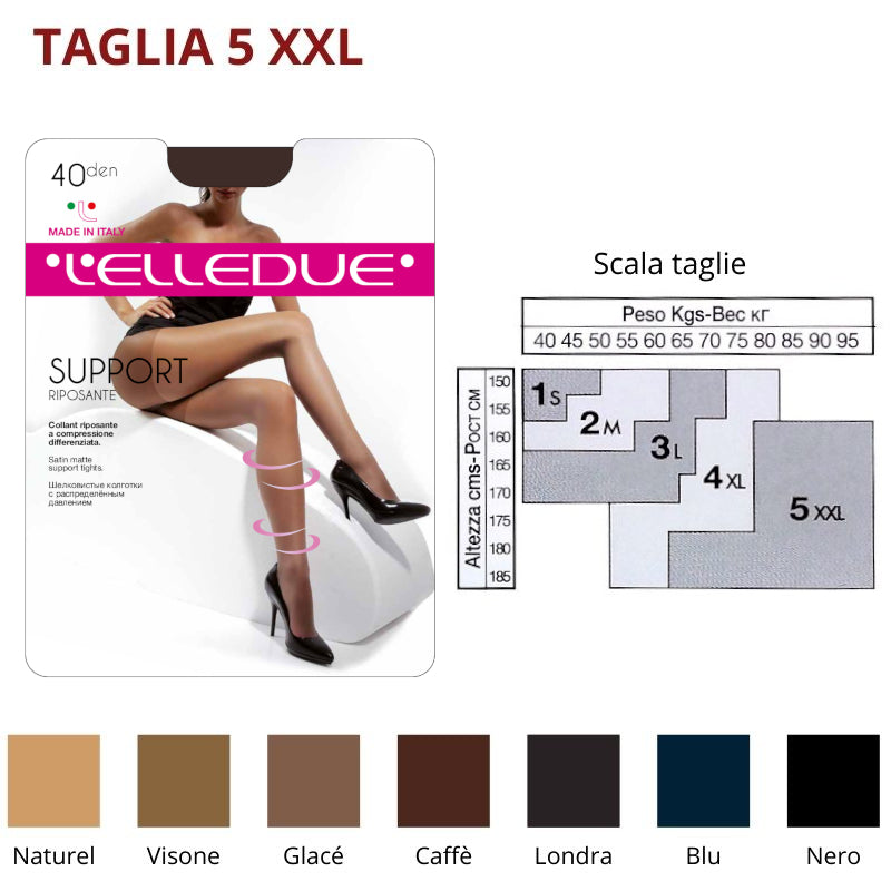 Support 40 den (TG 5 XXL) collant setificato Elledue paia 6