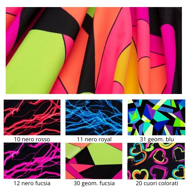 Tessuto in licra stampato h cm 150 articolo Neon