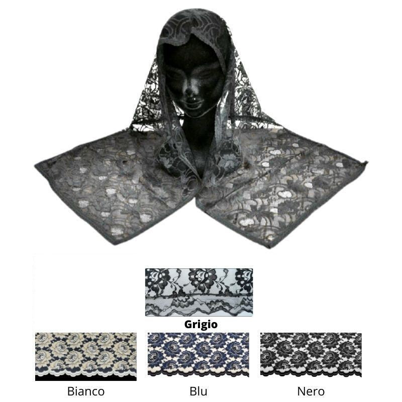 Rectangular nylon lace veil, 65 x 170 cm