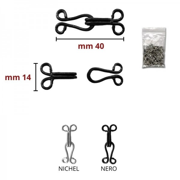 UNCINELLI IN FERRO N.1 CONFEZIONE DA 10 COPPIE CM 2