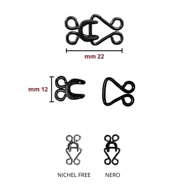 GANCI METALLO GONNA UNCINELLI MM 12 CONFEZIONE DA 10 PEZZI