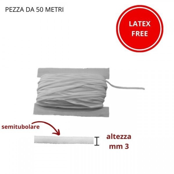 ELASTICO SEMITUBOLARE LYCRA (POLIESTERE E ELASTOMERO) MM 3