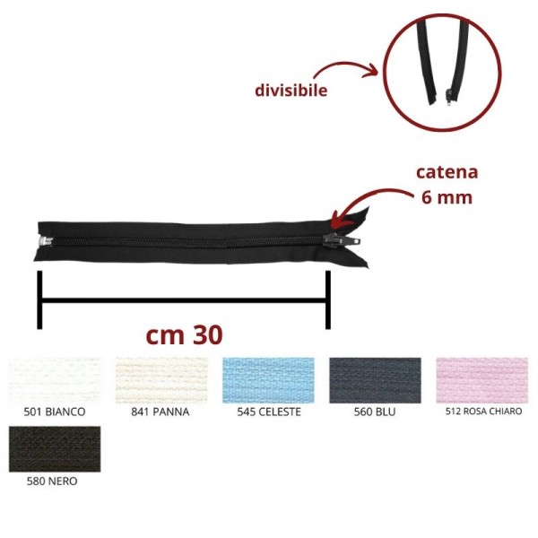 CHIUSURA 30 CM SPIRALE CATENA 6 DIVISIBILE / 1185/5/30