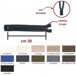 CHIUSURA CM 20 NYLON SPIRALE CATENA 6 FISSA / 1185/6/20