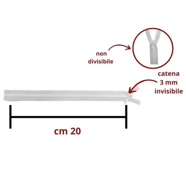 CHIUSURA INVISIBILE 20 CM FISSA / 1185/1/20