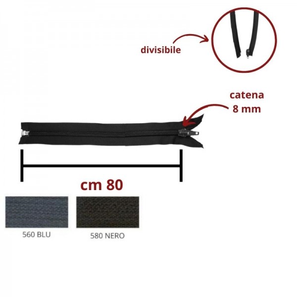 CHIUSURA SPESSA 80 CM SPIRALE CATENA 8 DIVISIBILE / 1185/8/80