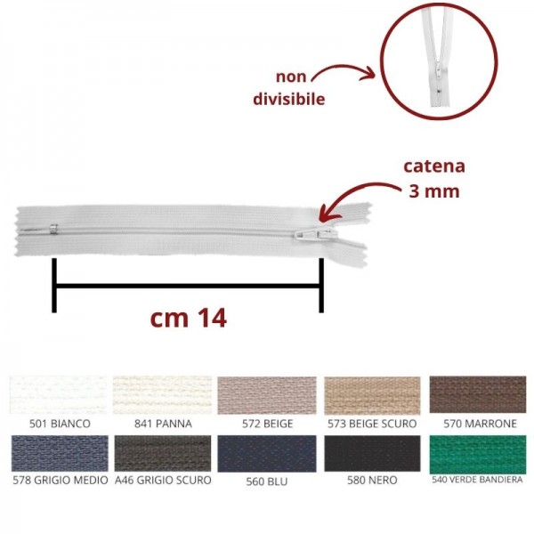 CHIUSURA SPIRALE 14 CM CATENA 3 FISSA / S30/14