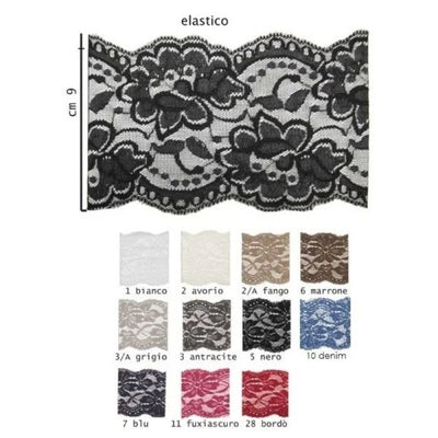Elastic lace h 9 cm item LS074
 20 meters