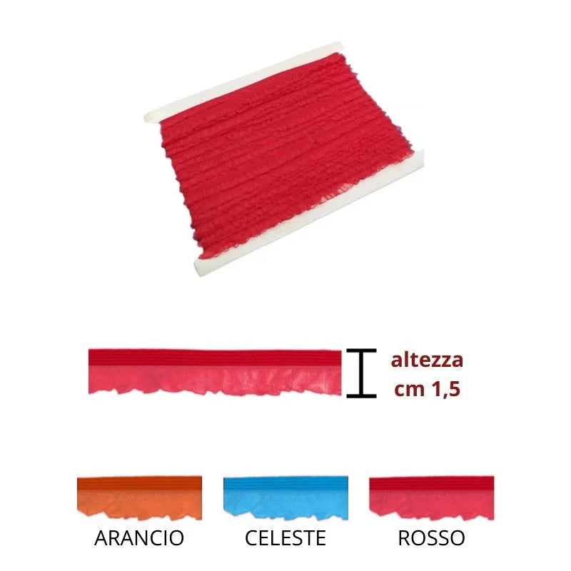 Elastic organza pleated trimmings h 1.5 cm item 3005 20 meters