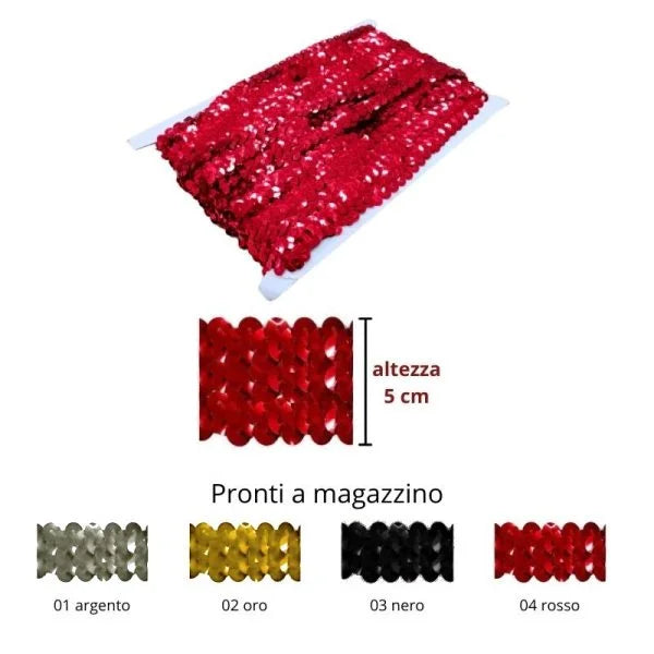 Bordo elastico in paillettes h cm 5 articolo 8/358 metri 9