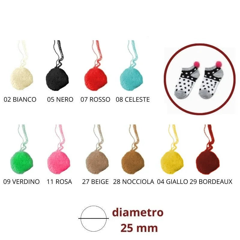 Pompon lana ø mm 25 articolo 531/9 pezzi 25
