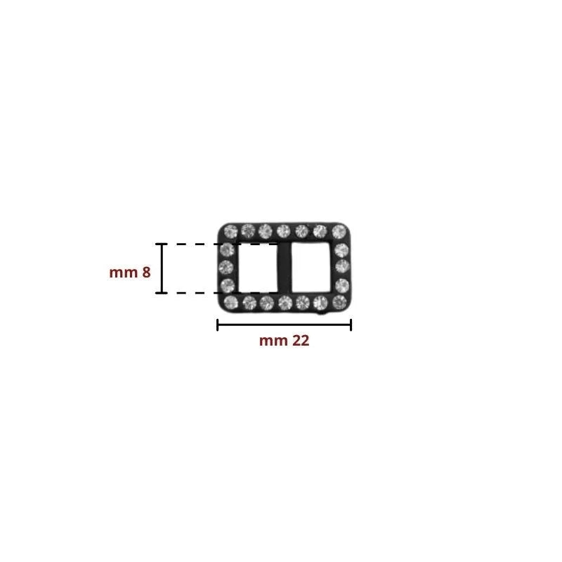 Plastic buckle with rhinestones h cm 0.8 item 6/475/2 pieces 10