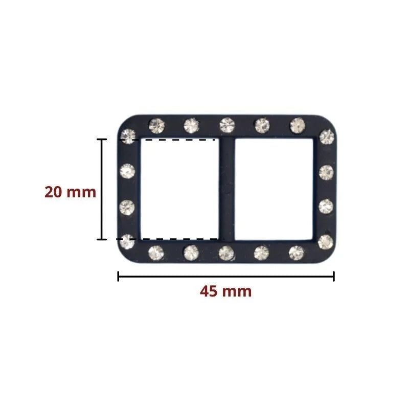Plastic buckle with rhinestones h 2 cm item 6/476/2 pieces 10