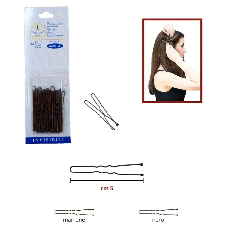 Wavy metal hairpin item 1283/6 pieces 50
