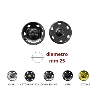 Polished brass snap button ø 25 mm, 10 pairs