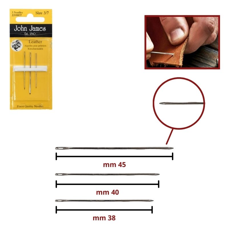 John James Leather Sewing Needles, Assorted Sizes
 pieces 3