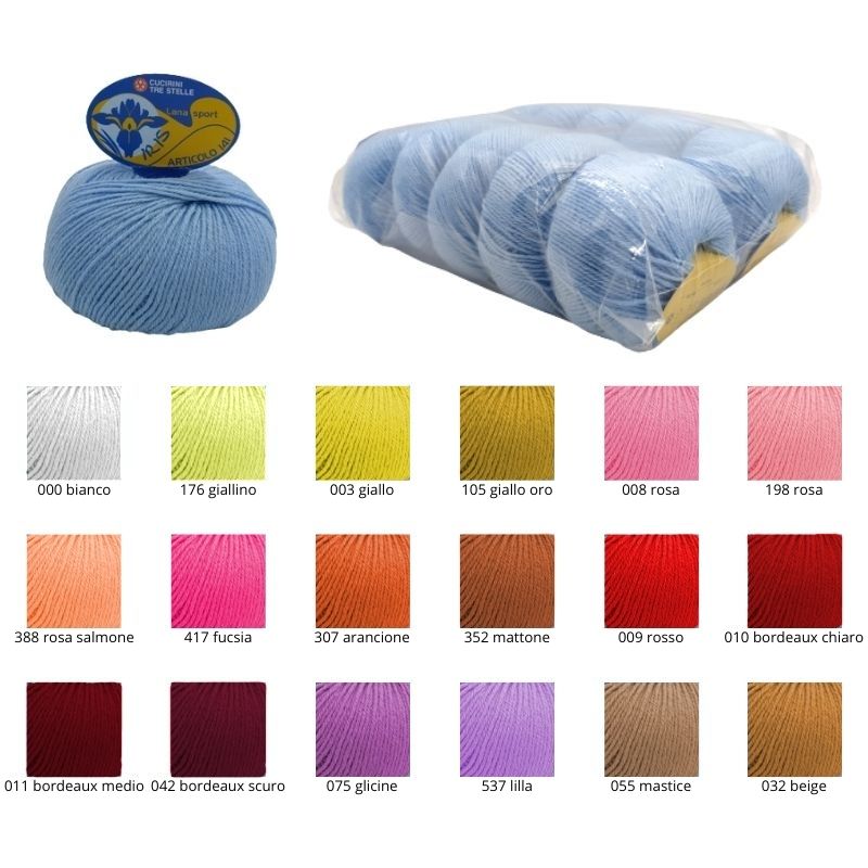 Lana sport (lana70% acrilico 30%) gomitolo da 50 gr articolo 141 Iris
gomitoli 10