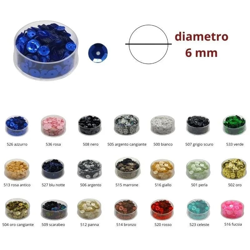 Paillettes cup diametro mm 6 articolo 160 scatolini 6
