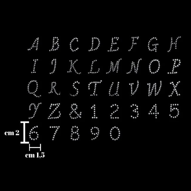 Iron-on rhinestone letter application item SMP 4 pieces