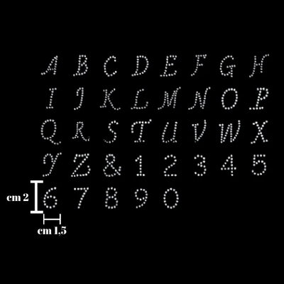 Iron-on rhinestone letter application item SMP 4 pieces