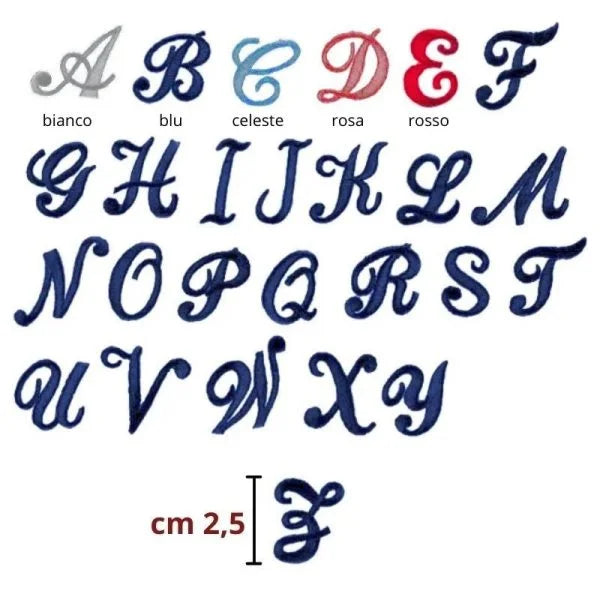 Cotton alphabet letter 2.5 cm iron-on item 56/43 pieces 6