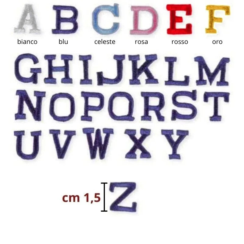 Lettera alfabeto in cotone cm 1,5 termoadesiva articolo 56/46 pezzi 12
