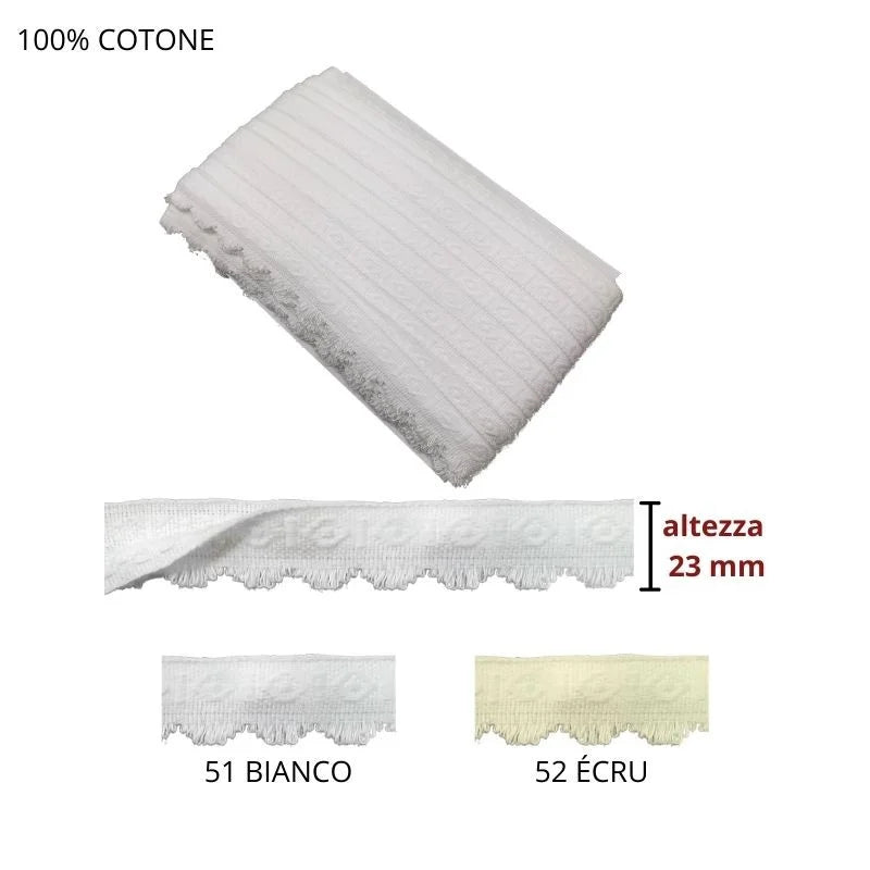 Fringe 100% cotton double lip h mm 23 item 511 meters 25