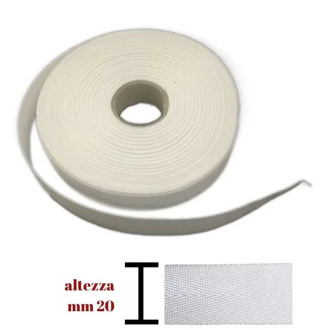 Fettuccia spigata cotone 100% h mm 20 articolo 530/20 metri 20