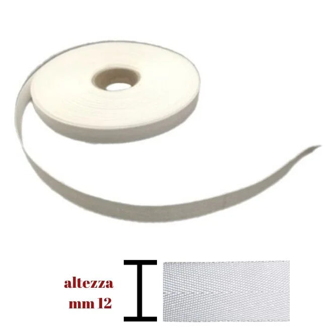 Fettuccia spigata cotone 100% h mm 12 articolo 530/12 metri 20
