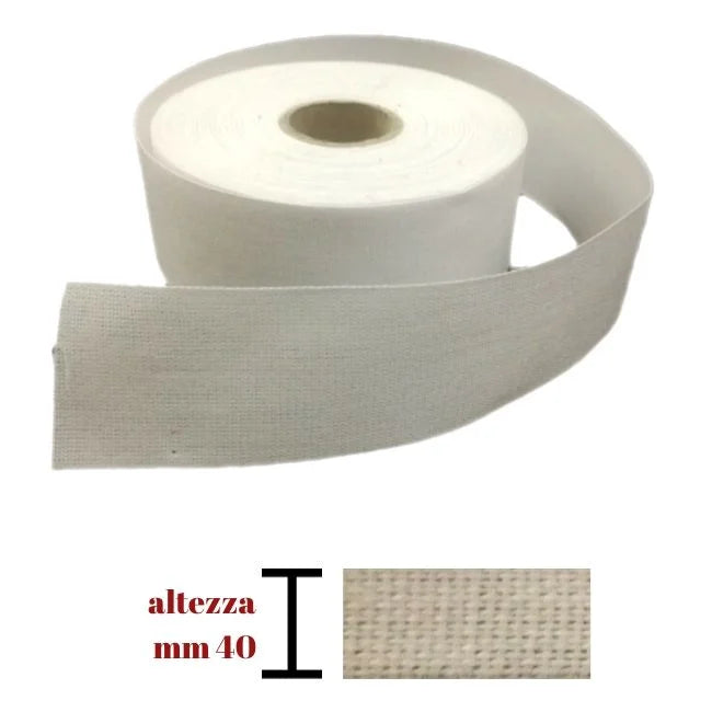 Fettuccia liscia cotone 100% h mm 40 articolo 600/40 metri 20