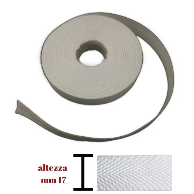 Fettuccia spigata cotone 100% h mm 17 articolo 530/17 metri 20