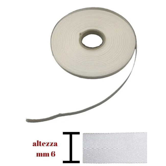 Fettuccia spigata cotone 100% h mm  6 articolo 530/06 metri 20