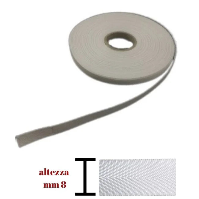 Fettuccia spigata cotone 100% h mm  8 articolo 530/08 metri 20