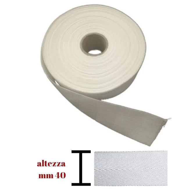 Fettuccia spigata cotone 100% h mm 40 articolo 530/40 metri 20