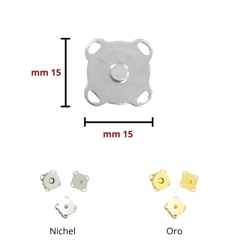 Brass magnetic bag magnet 15 x 15 mm item FF439/15 pieces 12