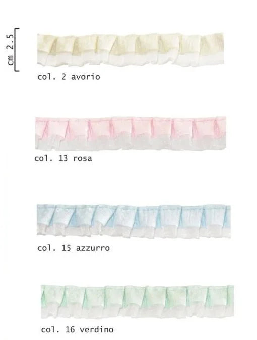 Organza and satin polka dot trimmings, 2.5 cm high, item 031, 4.5 metres