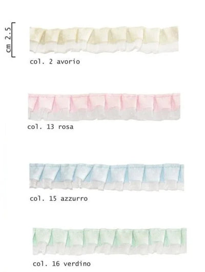 Organza and satin polka dot trimmings, 2.5 cm high, item 031, 4.5 metres