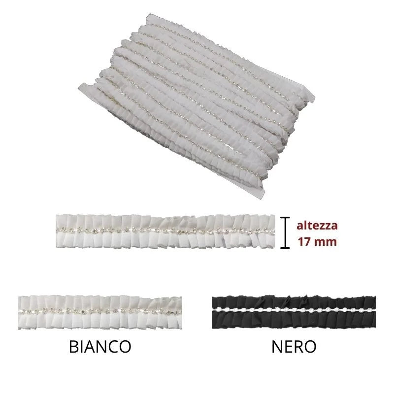 Pleated trimmings with rhinestones h 17 mm item 350.1 meters 4.5