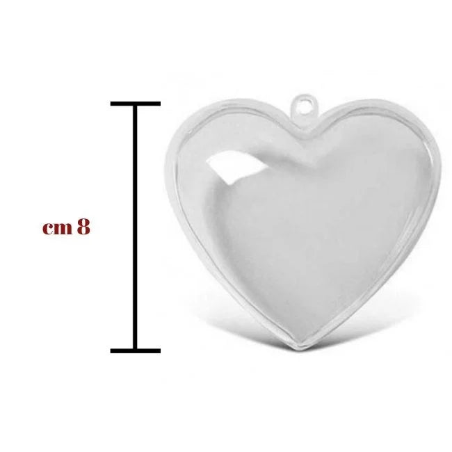 Transparent plastic heart h 8 cm item 2005/80