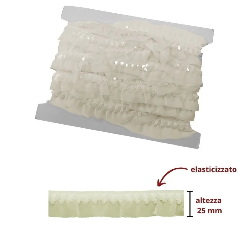 Elastic trimmings with sequins h mm 25 item 8524/020 10 meters