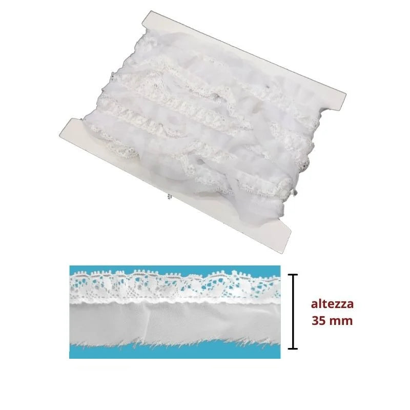 Elastic voile ruffled trimmings h 35 cm item 8586 10 meters