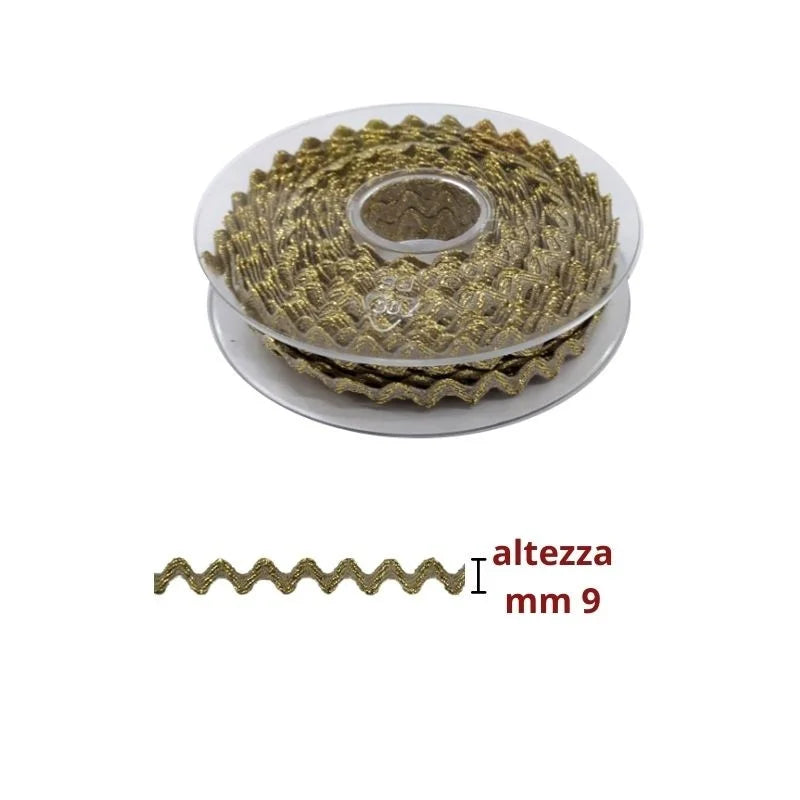 Serpentine trimmings in lamé and linen, 10 mm high, item 4083/10, 20 metres