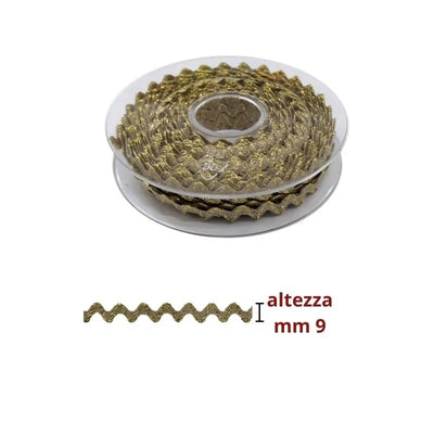 Serpentine trimmings in lamé and linen, 10 mm high, item 4083/10, 20 metres